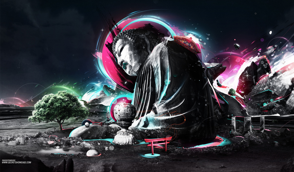 Будда на фоне космоса