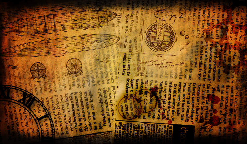 Чертежи на газетах стимпанк