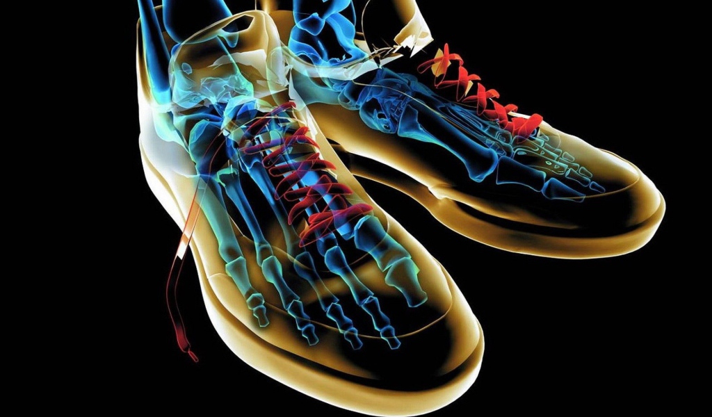 Скелет в неоновой обуви