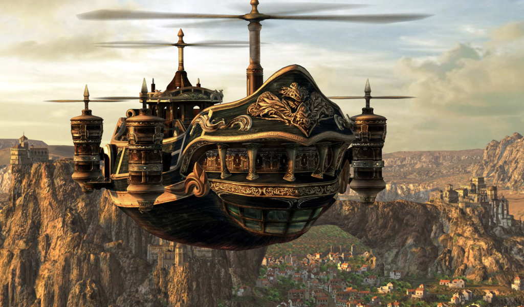 Летающий корабль стимпанк