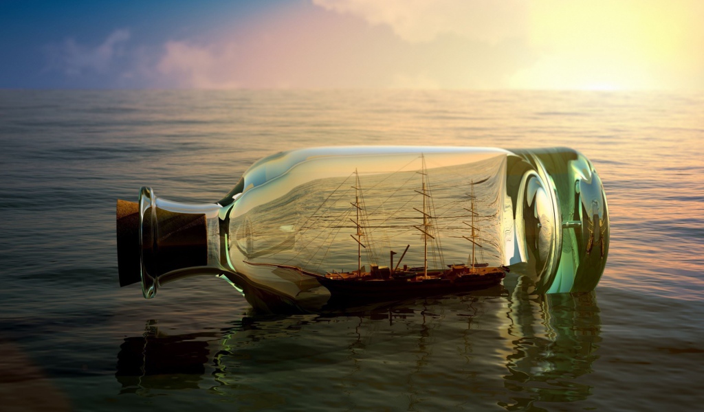 Корабль плывет в бутылке