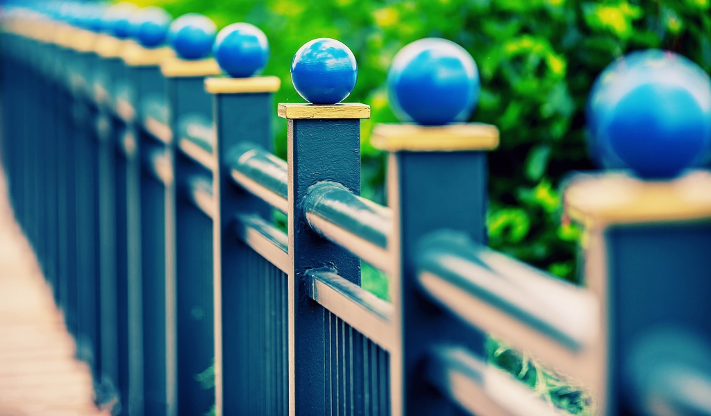 	 Blue fence with balls