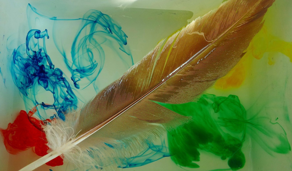 Перо и разлитые краски