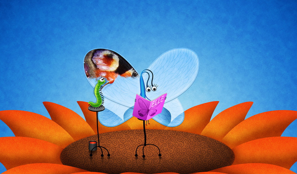 Гусеница раскрашивает бабочку