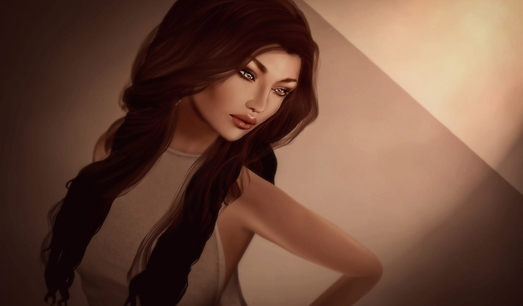 Темные волосы у девушки