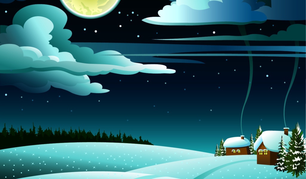Лунная ночь зимой