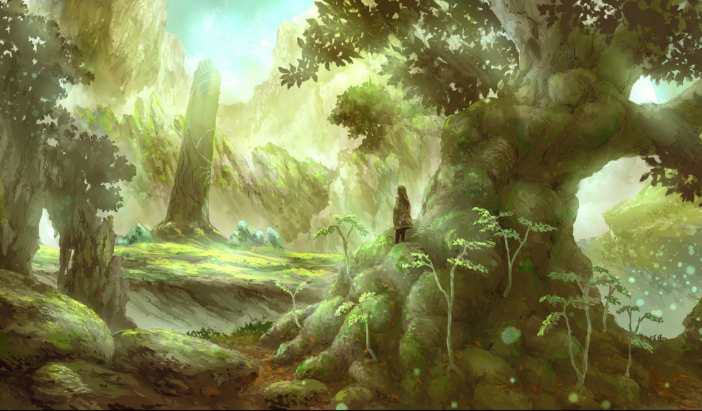 Девочка на большом дереве