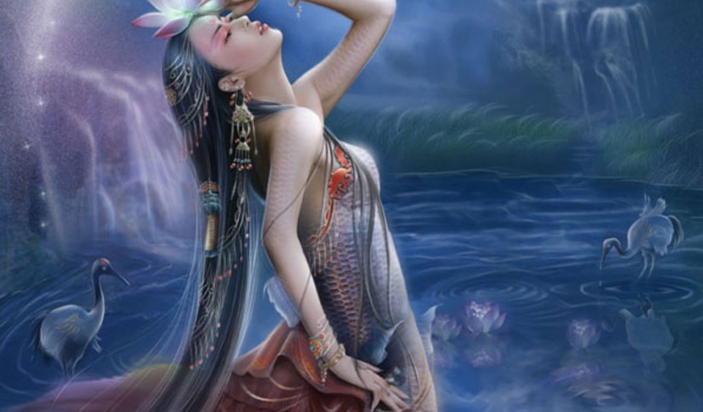 Девушка с лилией на голове