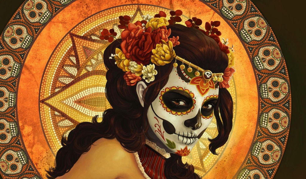 Девушка в страшной маске