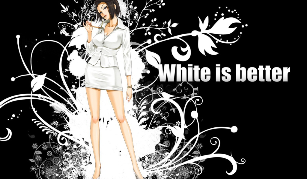 Девушка в белом на черном фоне