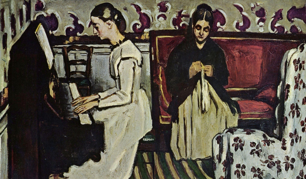 Картина Сезанна - Мать и дочь