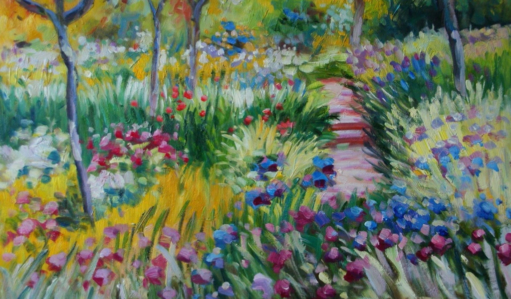 Картина Клода Моне - поле цветов