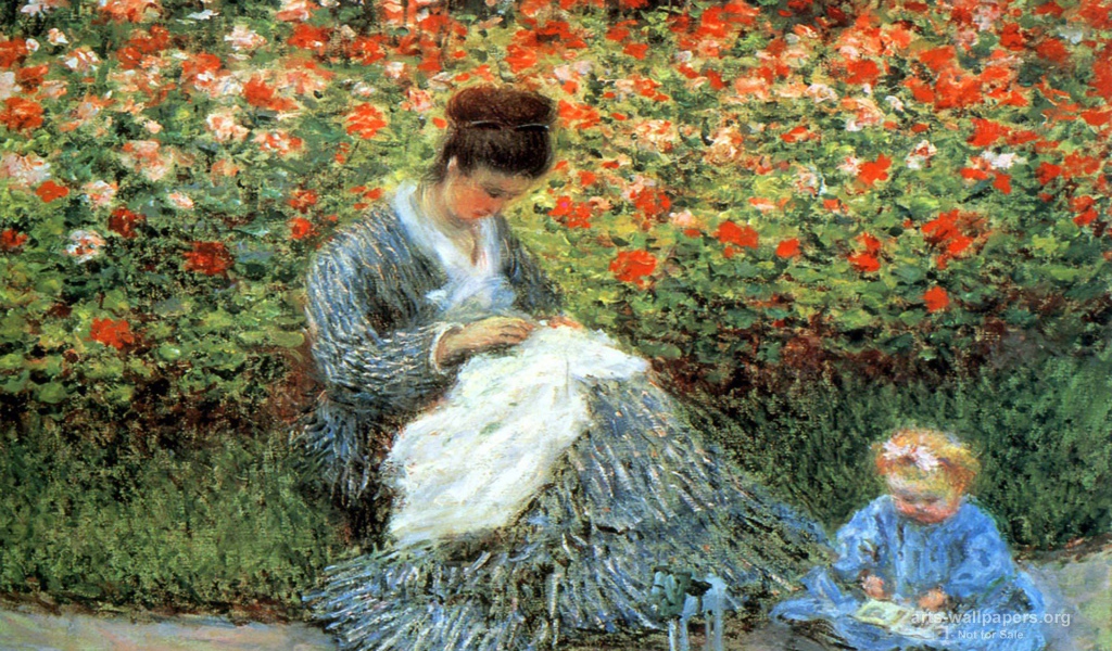 Картина Клода Моне - Женщина с ребенком