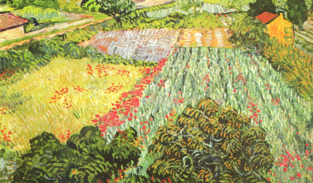 Картина Винсента Ван Гога красочных полей