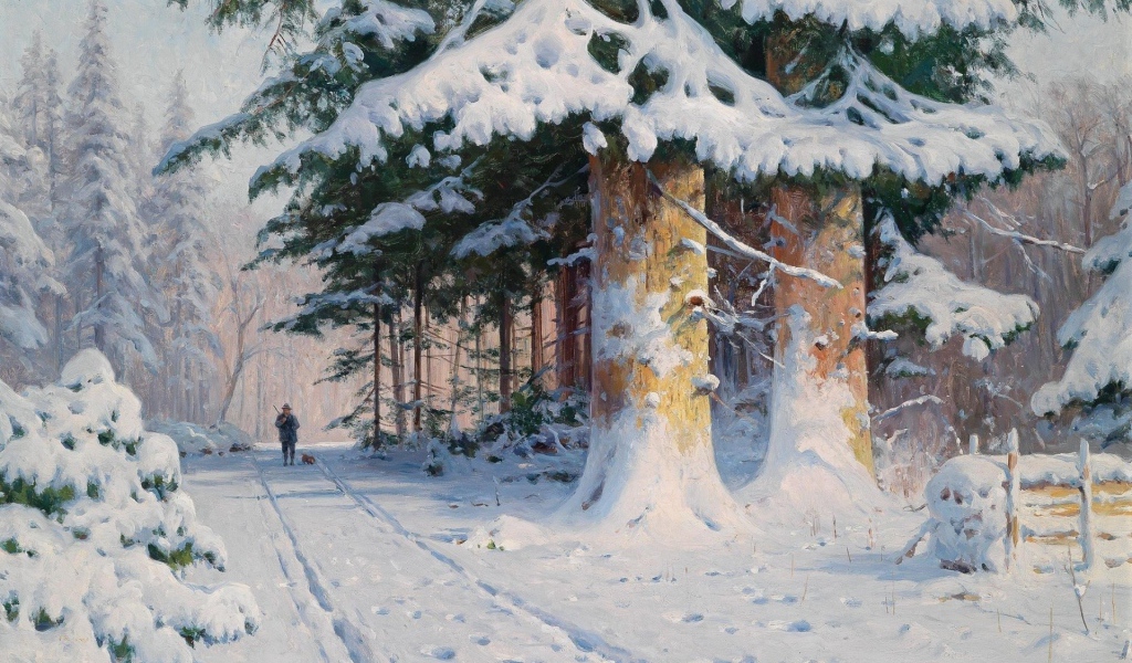 Человек в зимнем лесу