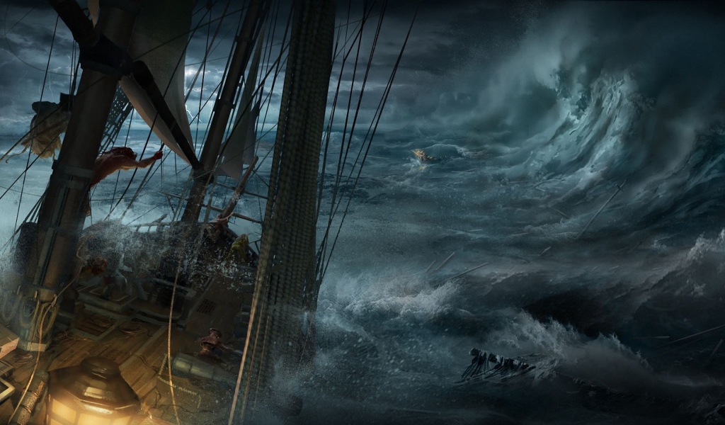 Корабль в бушующем море