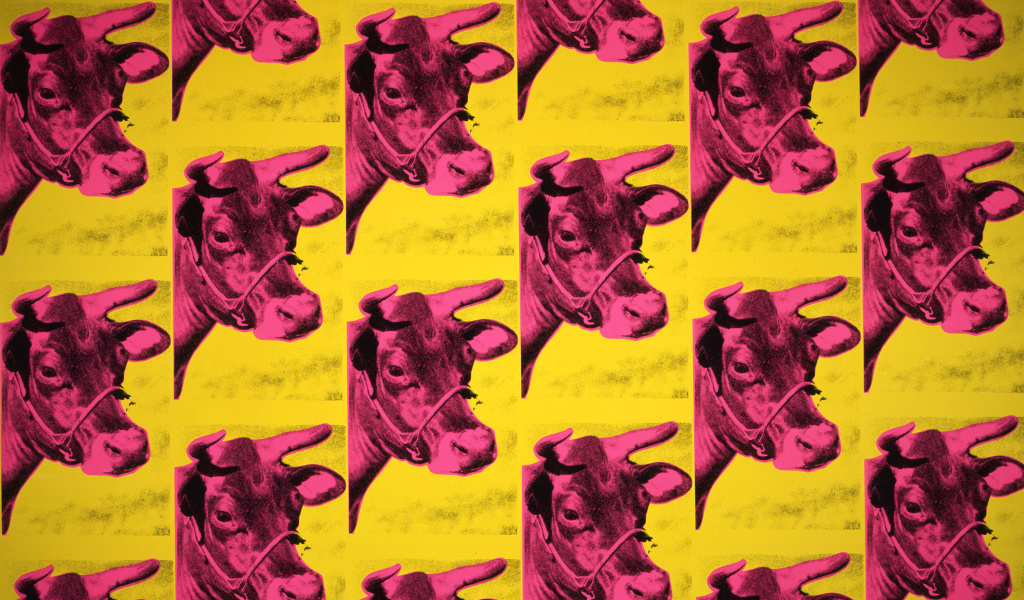 Картина Энди Уорхола красной коровы