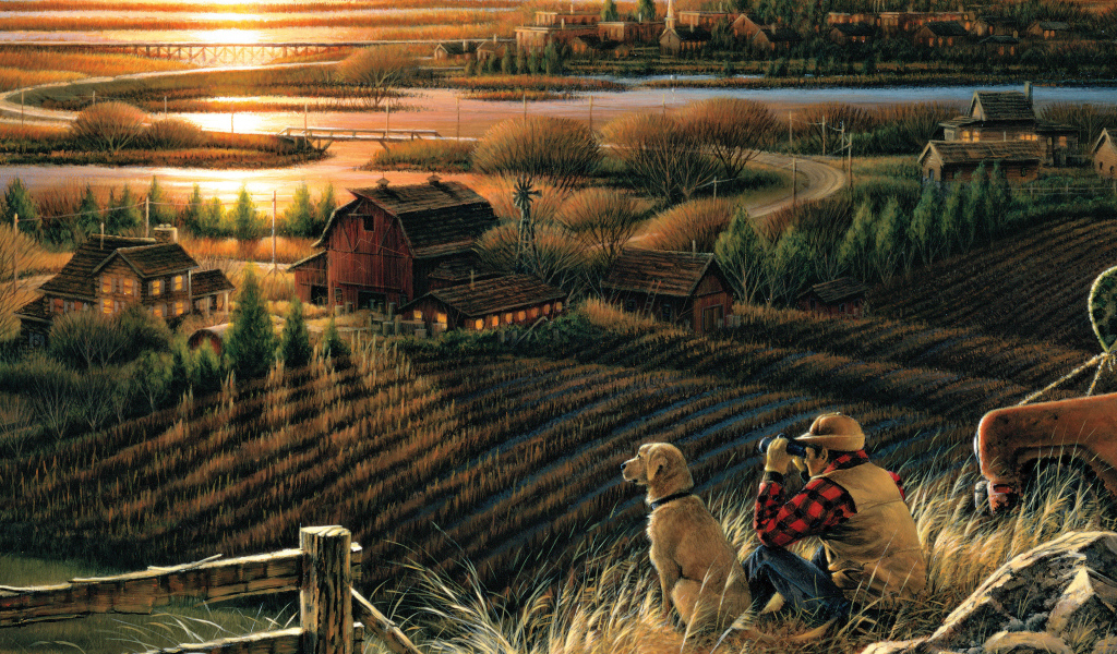 Друзья смотрят на закат