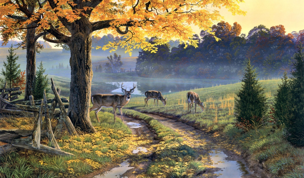 Картина Лужи на дороге