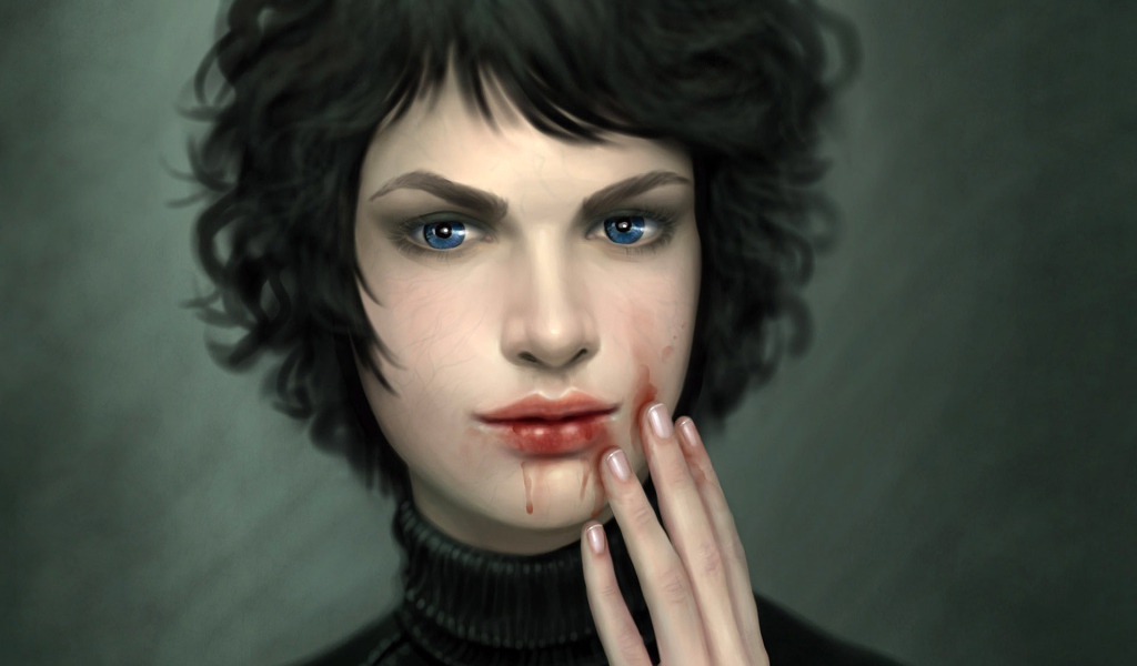 Кровавые руки девушки вампира