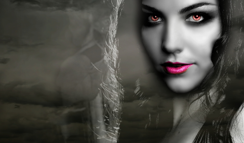 Брюнетка девушка вампир