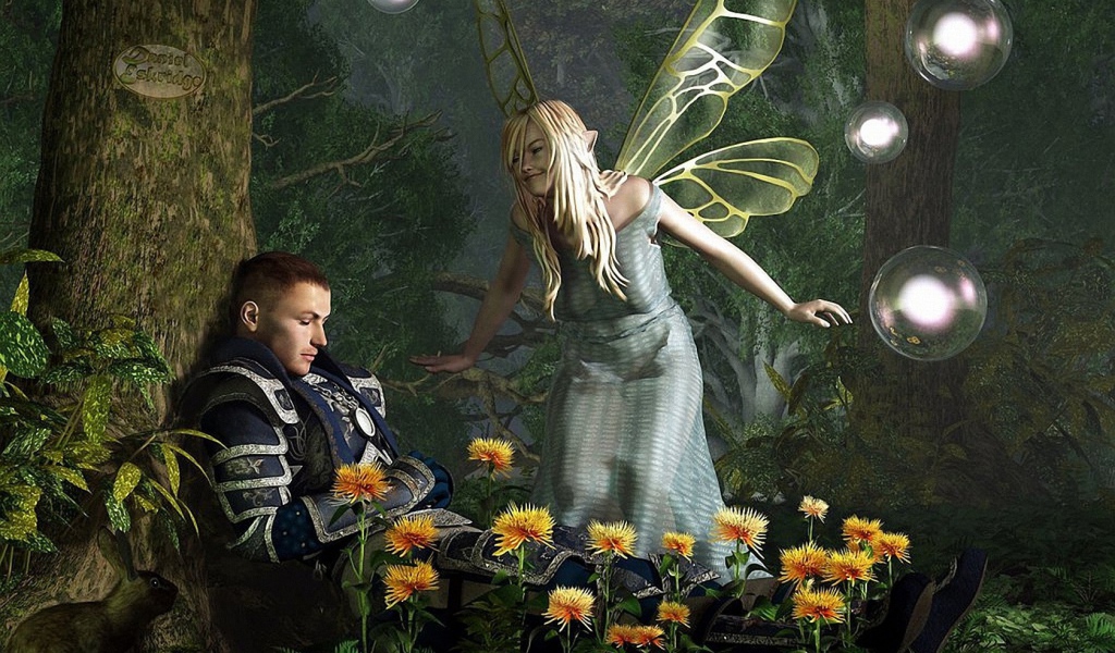 Фея около спящего человека