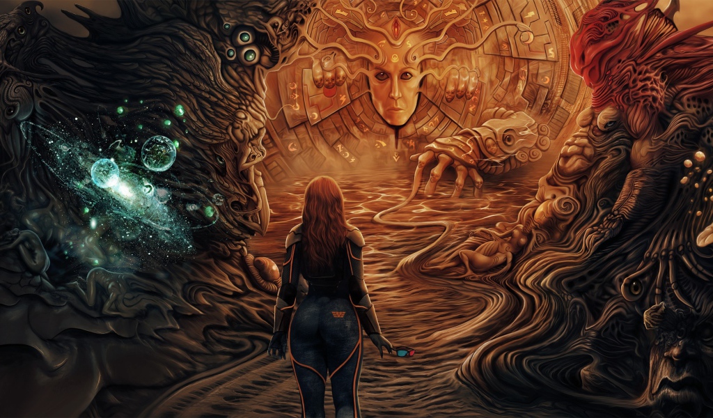 Фантастический рисунок на космическую тему