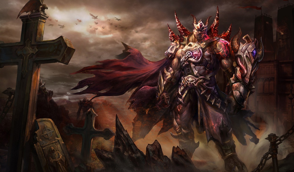 Великан демон на кладбище