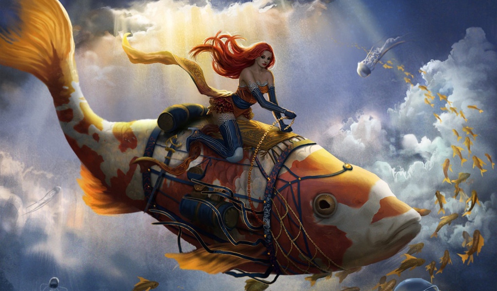 Девушка на рыбе