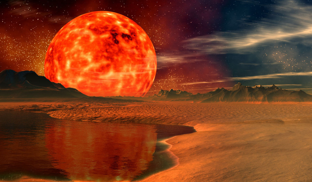 Большое солнце на горизонте