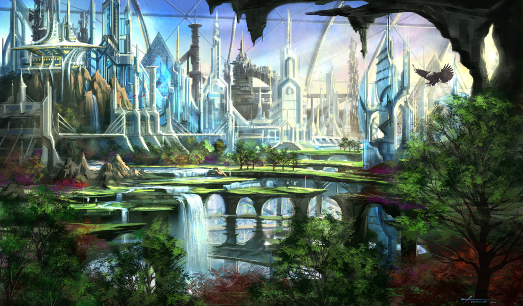 Пейзаж фантастического города