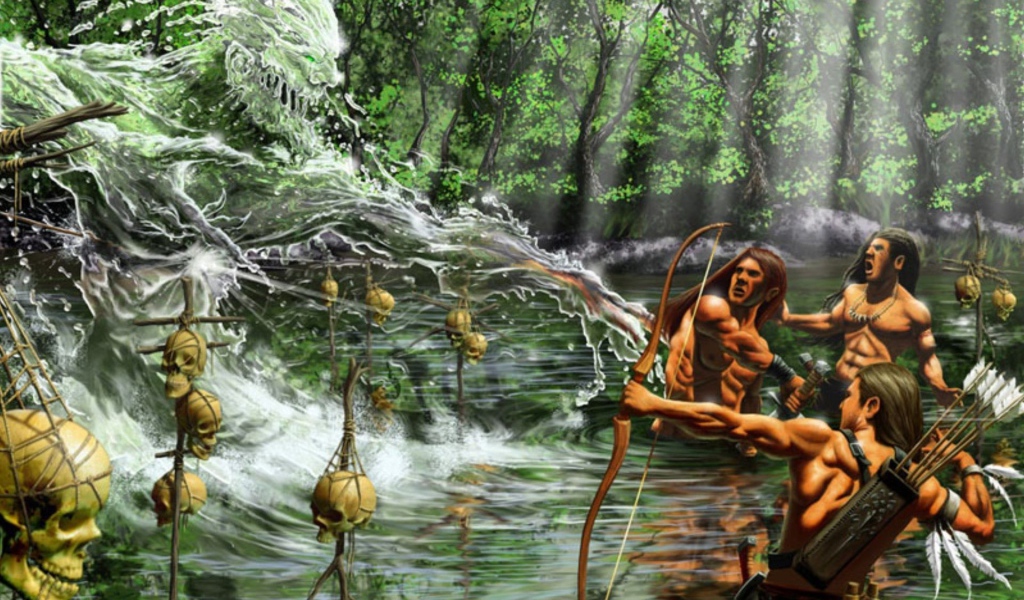 Люди воюют с водяным человеком