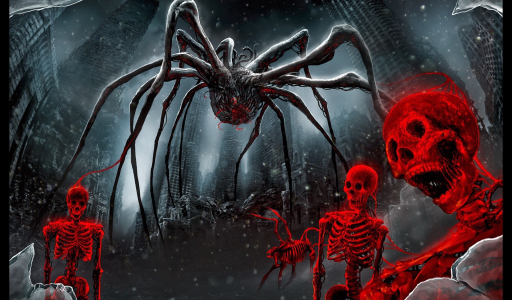 Паук и красные скелеты