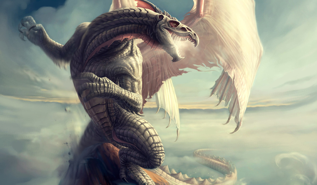 Дракон с белыми крыльями
