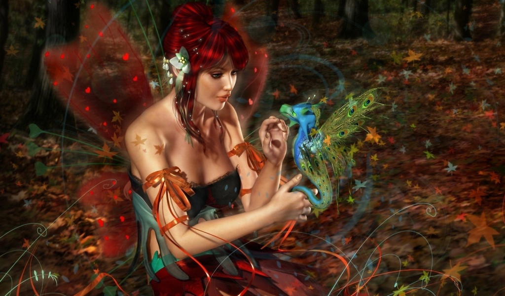 Фея с маленьким драконом