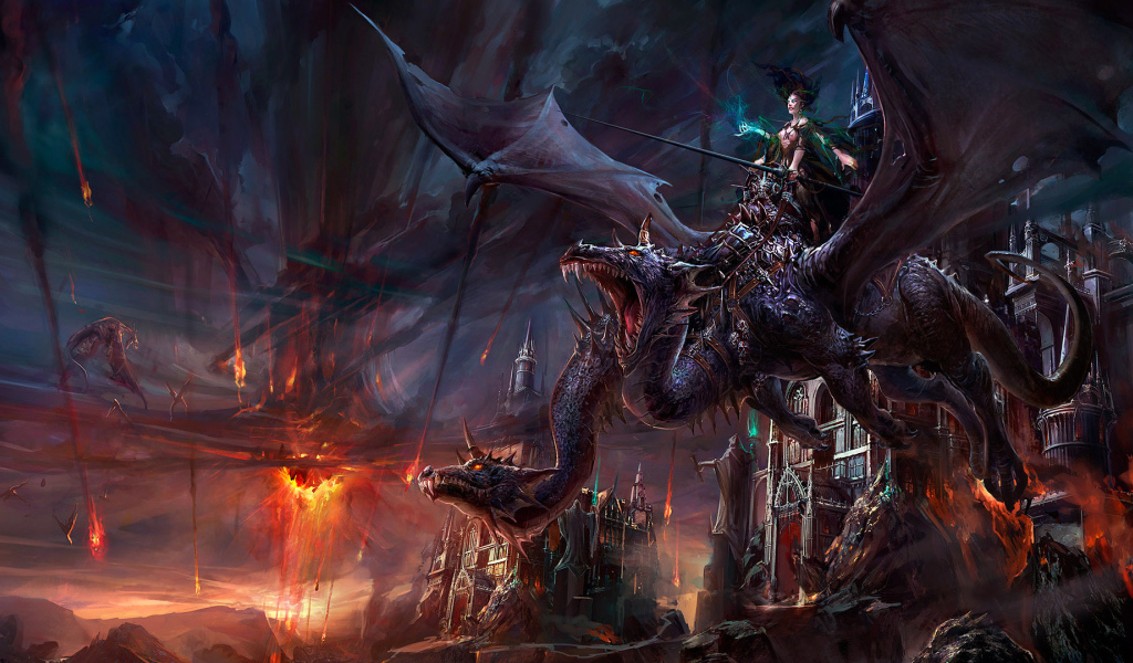 Девушка на двухголовом драконе