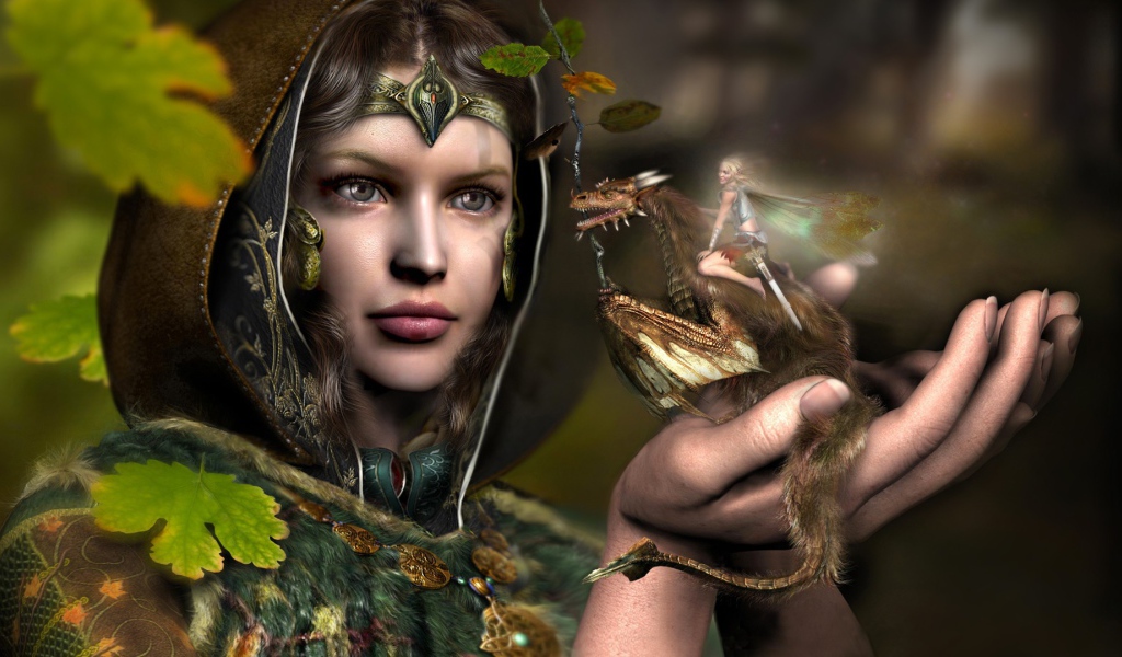 Девушка с драконом на ладони