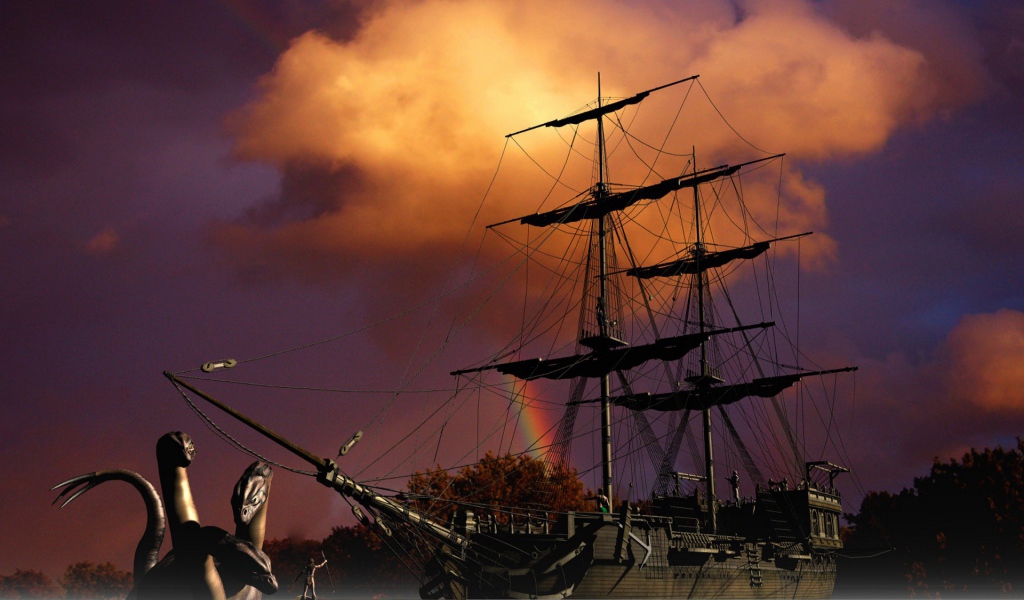 Корабль и морской змей