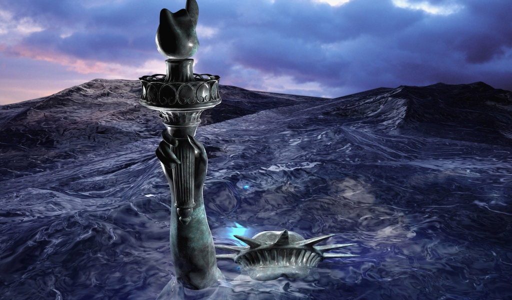 Статуя свободы под водой