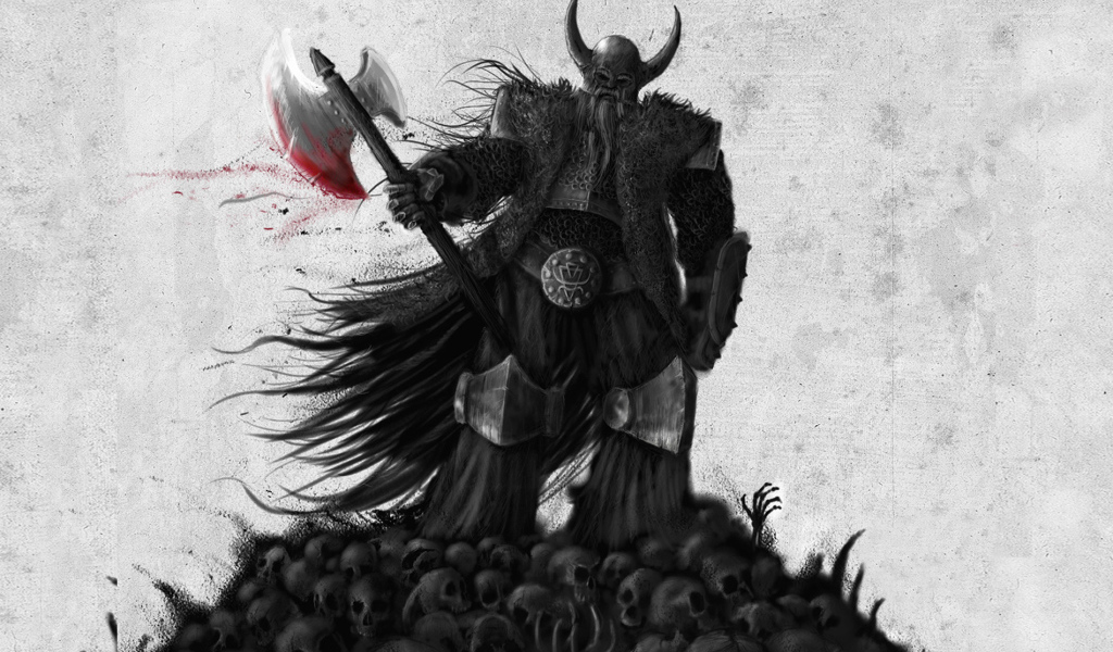 Викинг на черепах врагов