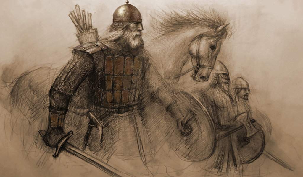 Викинг с боевым конем