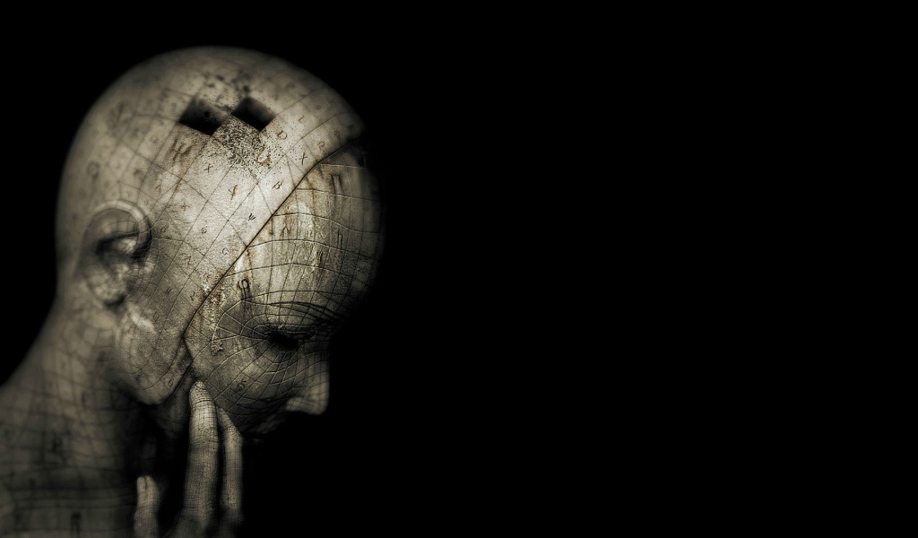 Голова на черном фоне