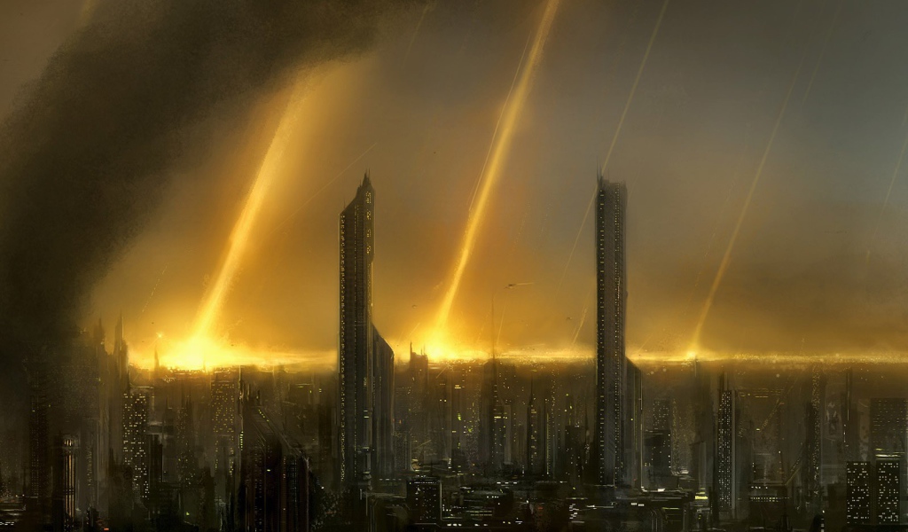 На город падают метеориты