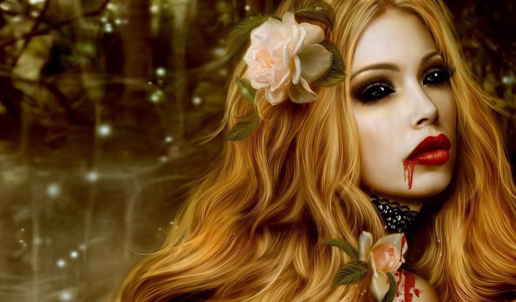 Блондинка с кровью на губах