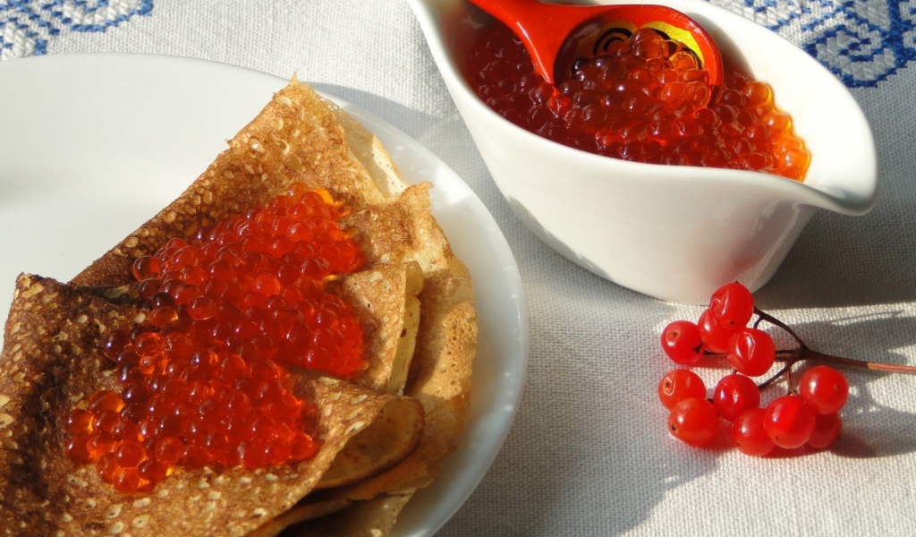 Блины с красной икрой