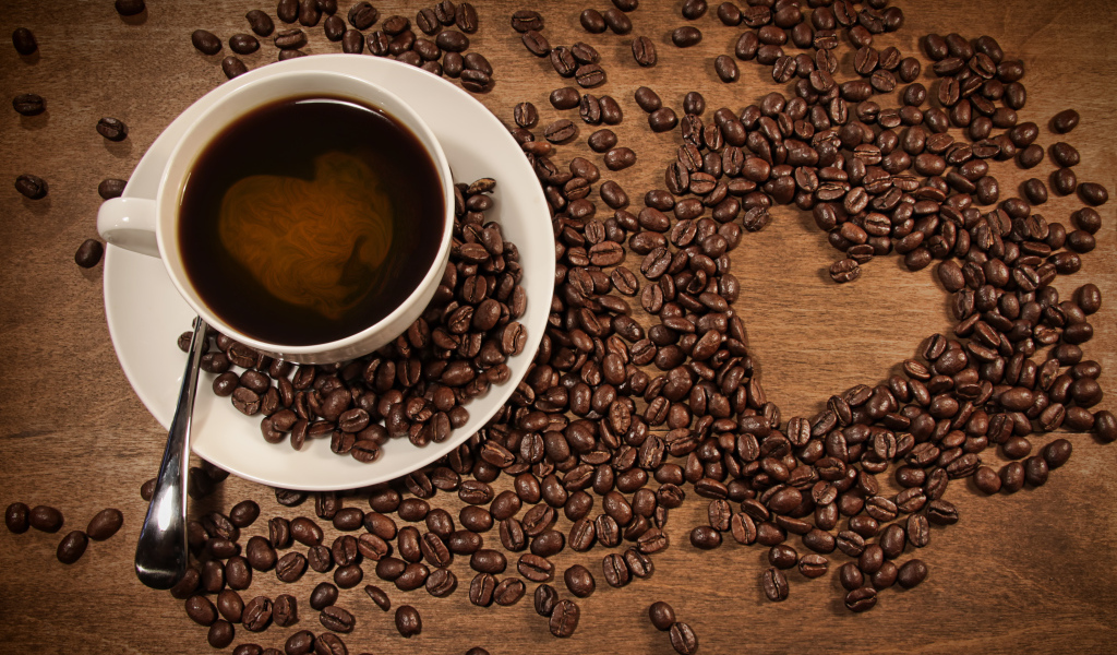 Сердечко из кофейных зерен