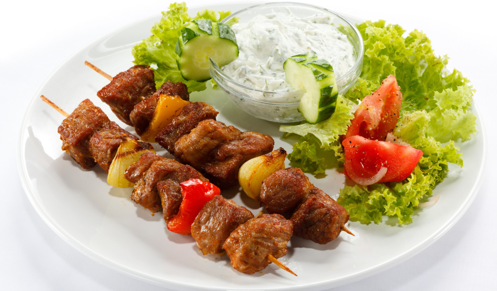 Тарелка с шашлыком