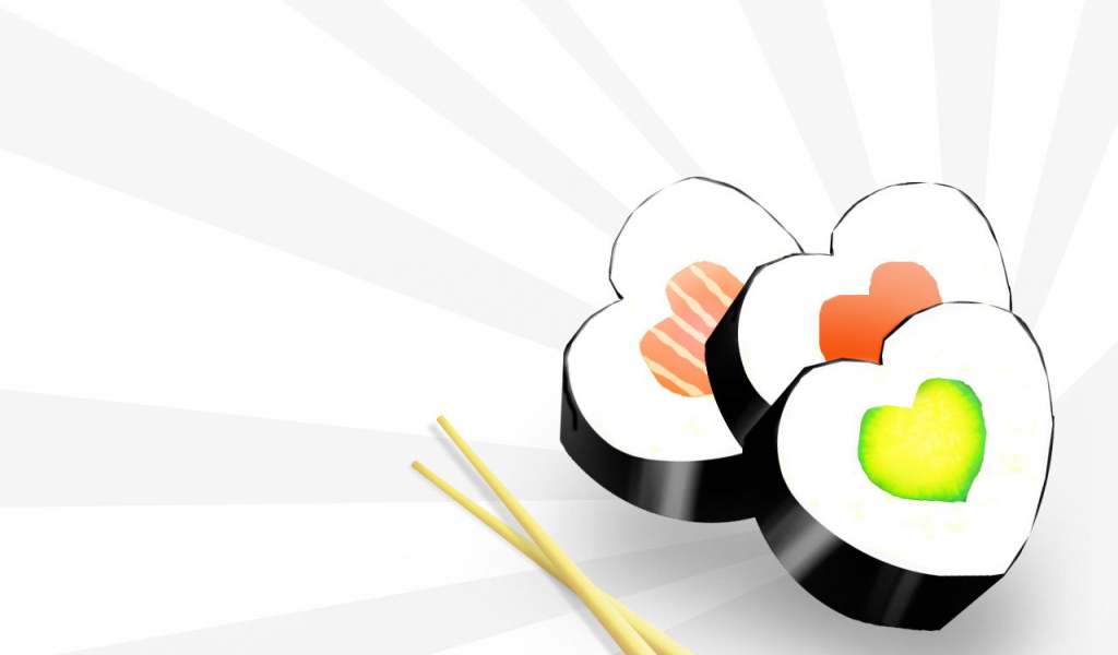 Роллы в виде сердечек