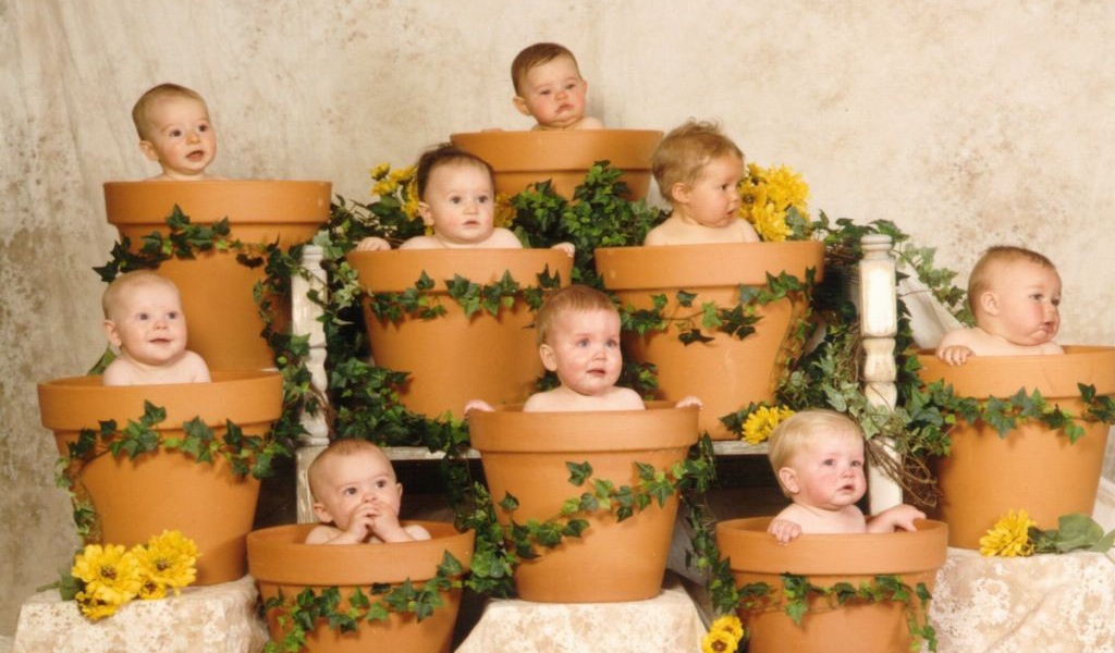 Children grow in pots