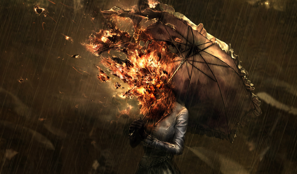 Девушка сгорела под зонтом